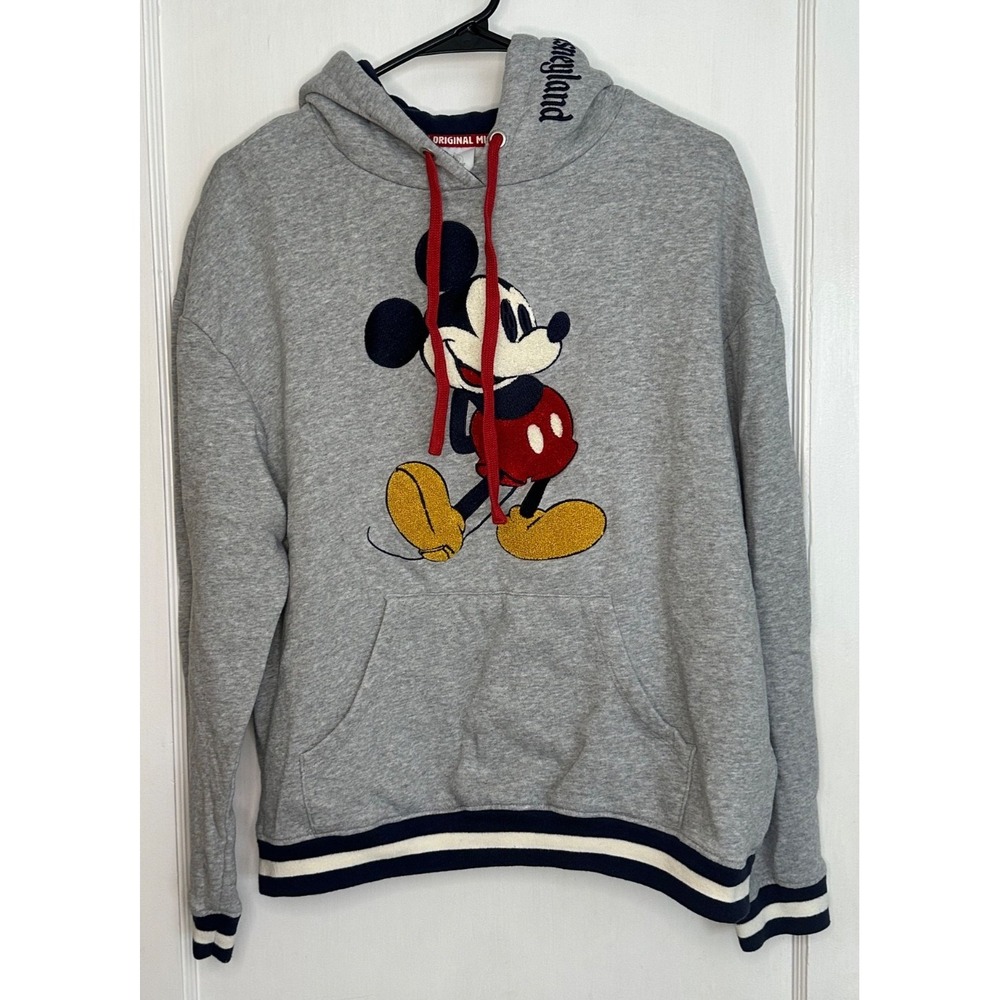 Disney Parks SIze M Disneyland Embroidered Terry Mickey Mouse Appliqued Hoodie